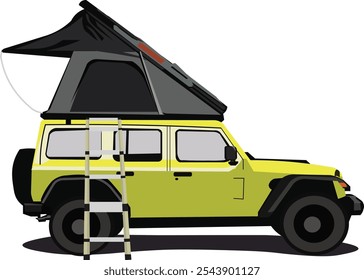 Campervan telhado tenda ao ar livre camping chão com carro