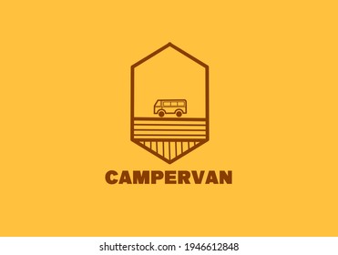 Campervan simple logo icon symbol for Brand, travel, company, background and wallpaper. 
