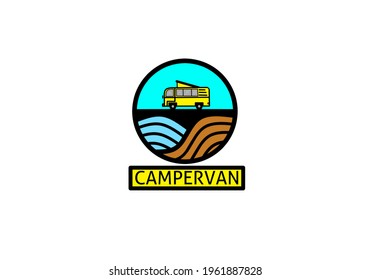 Campervan simple logo icon symbol for Brand, travel, company, background and wallpaper. 