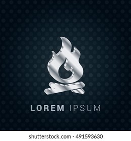 Campfire 3D silver/platinum metallic chromium precious Icon / Logo Design