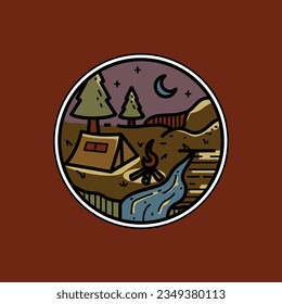 Campfire for adventure graphic illustration vector art t-shirt design