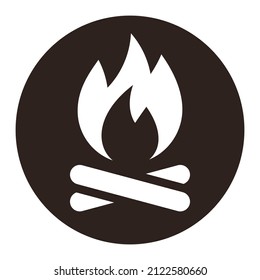 Campfire, Lagerfeuerplatz, Feuersymbol, Feuersymbol einzeln auf weißem Hintergrund