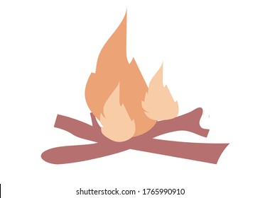 Campfire background. Modern illustration slider site page. Concept build a fire on a hike to keep warm and cook food design. Web banner camping sitting by the fire vector.