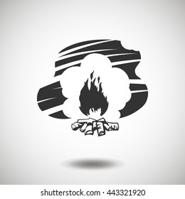 Campfire black icon. Campfire black silhouette. Campfire vector logo. Fire black icon. Fire black silhouette. Fire vector logo. Flat isolated element. Object nature sign and symbol