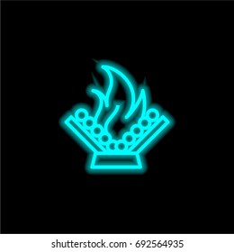 Campfire blue glowing neon ui ux icon. Glowing sign logo vector