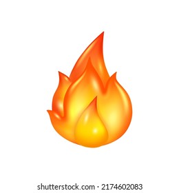 Campfire bonfire fire flame realistic icon. Vector illustration of inferno, blazing flare of matchstick. Cartoon glowing and shining fire, flammable object, hot ember sign