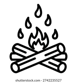 Campfire Bonfire Vector - Cozy Outdoor Fire with Logs and Flames Icon