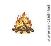 Campfire with burning logs. Vector illustration design.