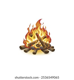 Campfire with burning logs. Vector illustration design.