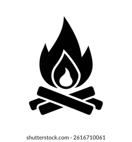 Campfire Camping Elements Vector Silhouette outline 
