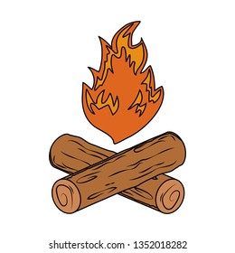 campfire camping isolated icon