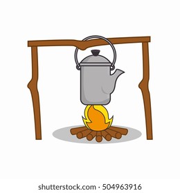 campfire camping isolated icon
