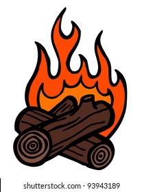 Campfire cartoon illustration design vector design