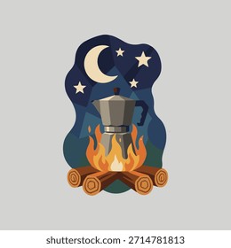 Ícone Vetor Campfire e Coffee Percolator