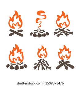 Campfire collection isolated on white background. Vector illustration. Design element for poster, leaflet, banner, booklet.