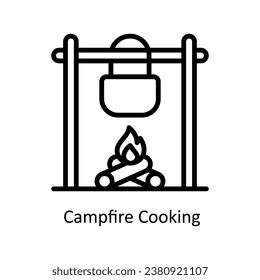 Campfire Cooking  vector  outline Design illustration. Symbol on White background EPS 10 File 