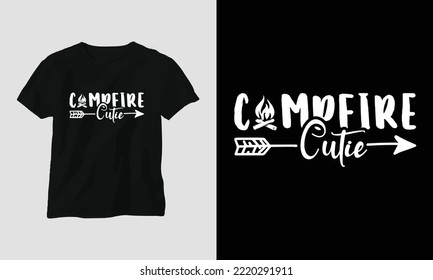 Campfire cutie - Camping SVG Design with Camp, Tent, Mountain, Jangle, Tree, Ribbon, Hiking silhouette