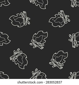 campfire doodle seamless pattern background