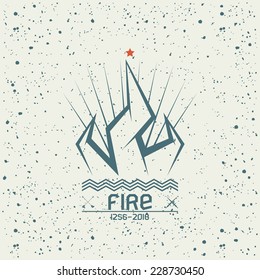 Campfire emblem in geometric lines style on a textured background