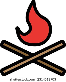 Campfire fill icon. Adventure icon set. Vector illustration isolated on white background.