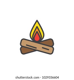 Campfire filled outline icon, line vector sign, linear colorful pictogram isolated on white. Bonfire symbol, logo illustration. Pixel perfect vector graphics