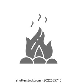 Campfire, fire, bonfire grey icon. Isolated on white background