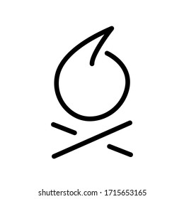 Campfire, fire, firepit outline and thin line icon isolated on white background EPS Vector