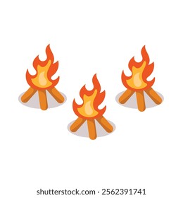 Campfire fire flame isolated on white background.Cartoon vector illustration