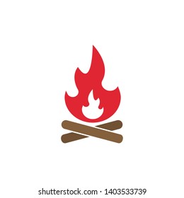 Campfire with firewood Vector isolated illustration. Fire symbol.