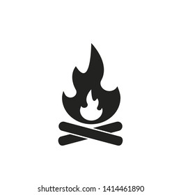 Campfire with firewood Vector isolated illustration. Fire black symbol.