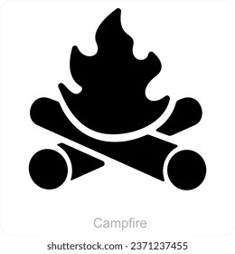 Campfire and flame icon concept