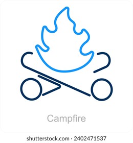 Campfire and flame icon concept
