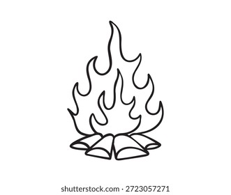 campfire flame icon doodle mão desenhada. Símbolo clipart de desenho de linha de tópicos. Ilustração vetorial