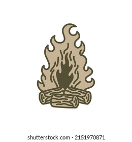 campfire flame vintage style icon