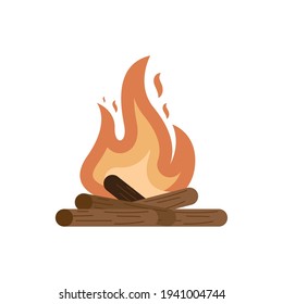 campfire flame wooden isolated icon
