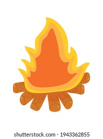 campfire flame wooden isolated icon