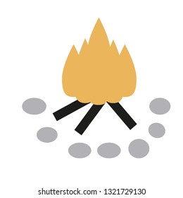 campfire flat illustration. Camping and forest hike series.