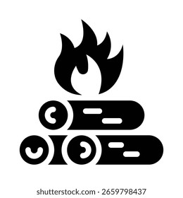 Gráfico de Vector de ilustración de glifo de fogata. Gráfico simple del Vector de la ilustración del elemento, conveniente para el App, los Sitios web, y las presentaciones aisladas en el fondo blanco
