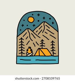 Projeto de t-shirt da arte vetorial da ilustração gráfica da Campfire