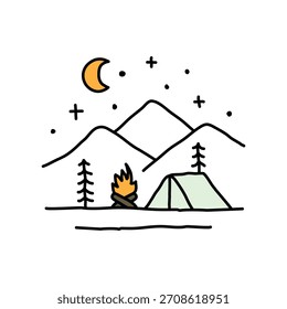 Projeto de t-shirt da arte vetorial da ilustração gráfica da Campfire