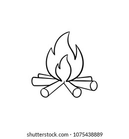 Campfire hand drawn outline doodle icon. Fireplace vector sketch illustration for print, web, mobile and infographics isolated on white background.