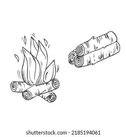 Campfire hand drawn outline doodle icon. Fireplace vector sketch illustration for print, web, mobile and infographics isolated on white background.