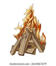 Campfire hand drawn vector illustration