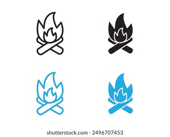 Icono de fogata signo de contorno de Vector blanco y negro