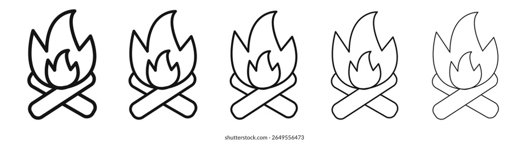 Campfire icon black and white vector sign
