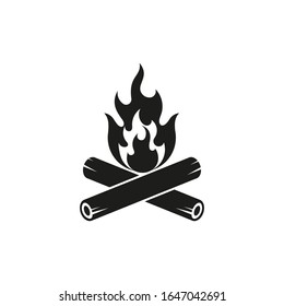 Campfire icon. Bonfire burning on firewood sign. isolated on white background, Vector Illustration