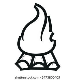 Lagerfeuer-Symbol. Feuer brennt auf Feuerholz. Elegante Vektorgrafik.