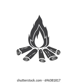 campfire icon, burning bonfire illustration