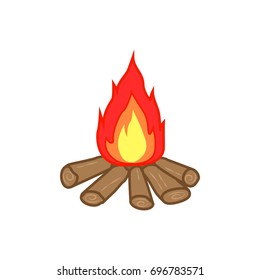 campfire icon, burning bonfire illustration