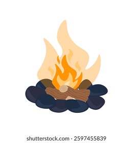 Campfire icon. Burning bonfire vector illustration.
